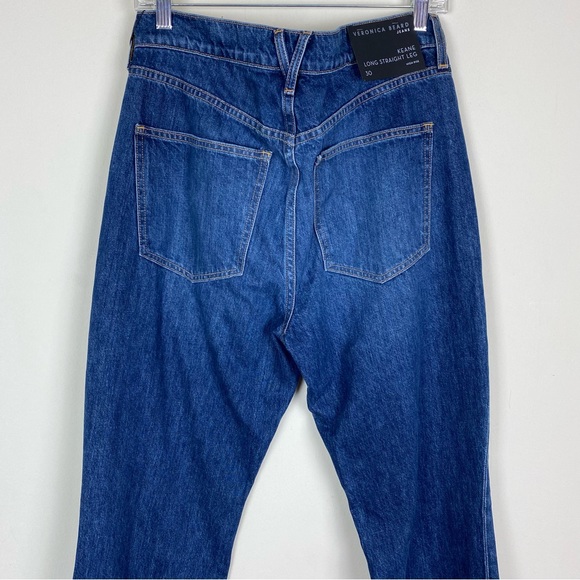 Veronica Beard Keane Long Straight Leg High Rise Front Slit Jeans Size 30 - Picture 6 of 14